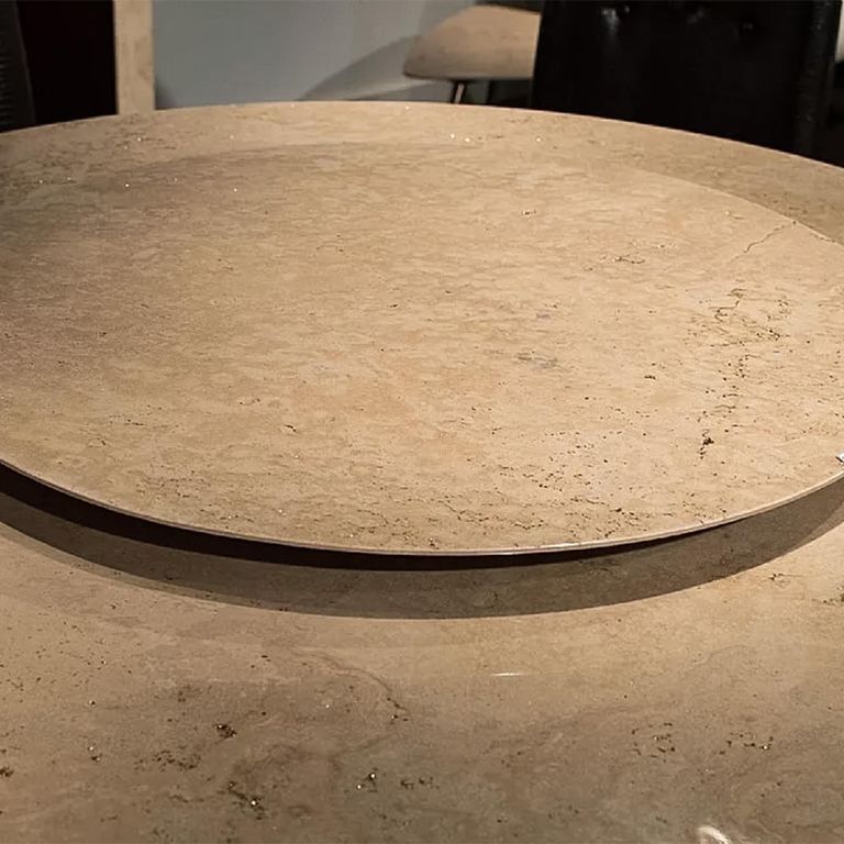 Butterfly Dining Table - Round - Marble with Wooden Pedestal Base - with Lazy Susan - Variation Available