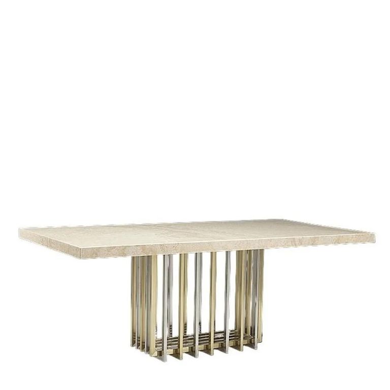 Cage Dining Table - Marble with Metal Pedestal Base - Variation Available