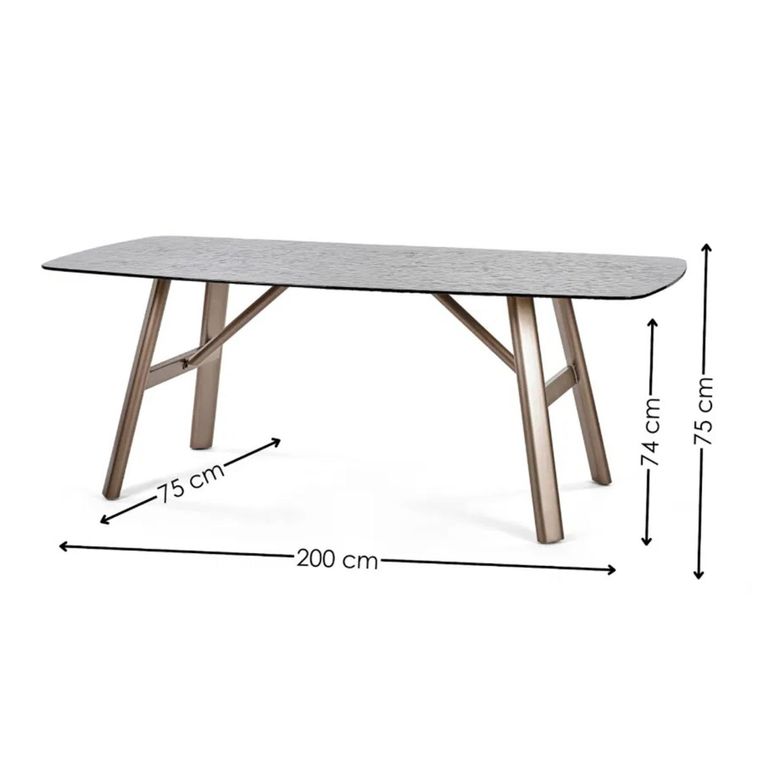 Callisto Dining Table - 8 Seater - 200cm - Smoked Bubble Glass