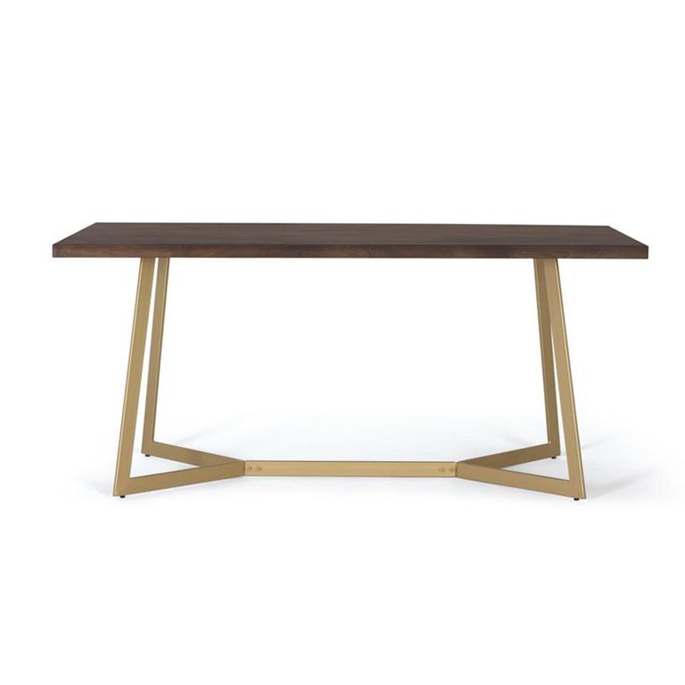 Caltan Dining Table - 6 Seater - 170cm - Walnut Mango Wood and Gold - Geometric