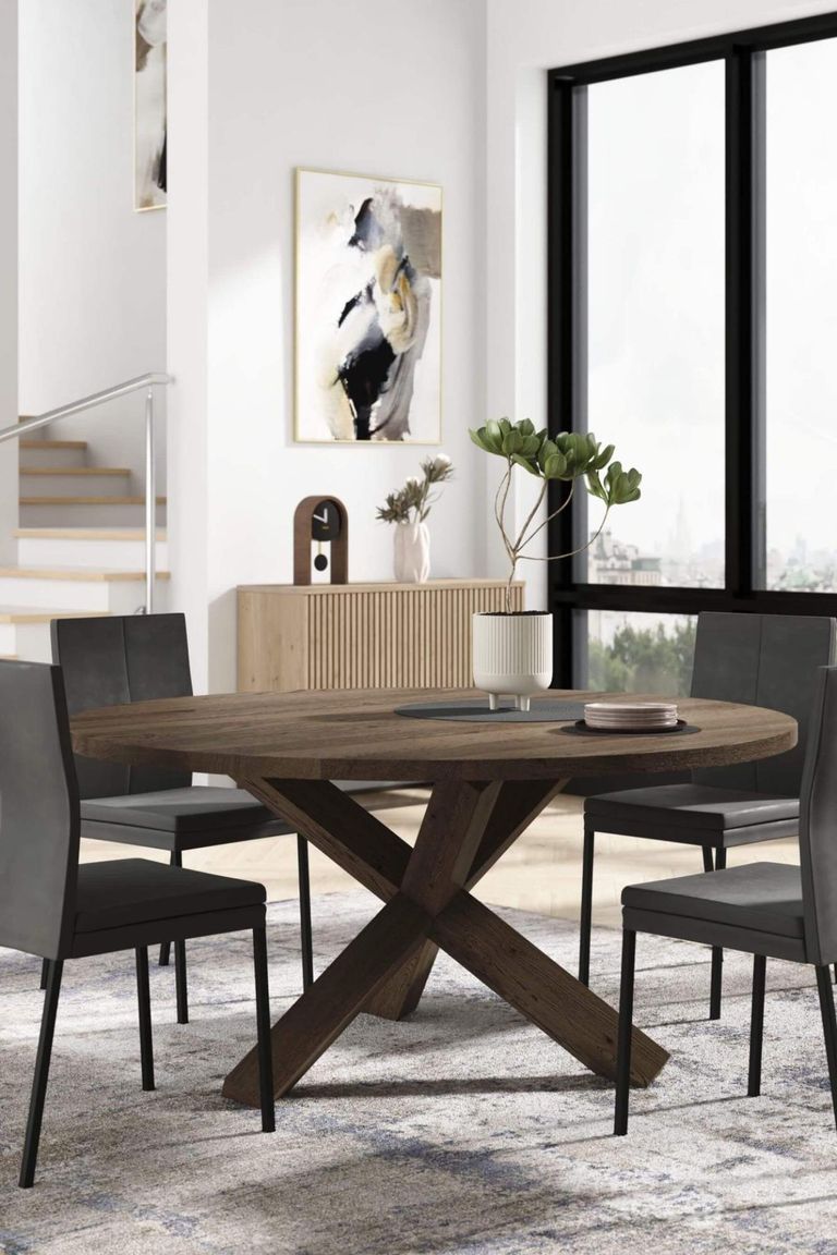 Camas Round Dining Table with Spider Legs - Oak - Variation Available
