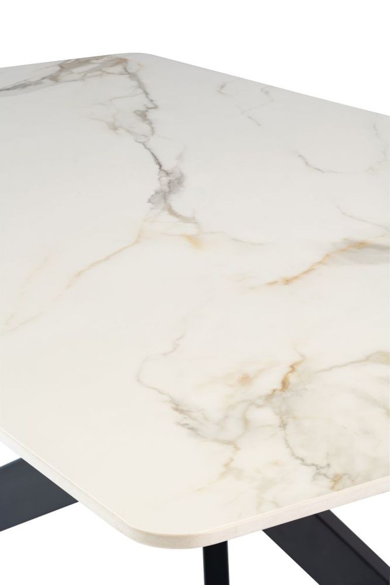 Camilla White and Kass Gold Sintered Stone 6 Seater Dining Table - 160cm