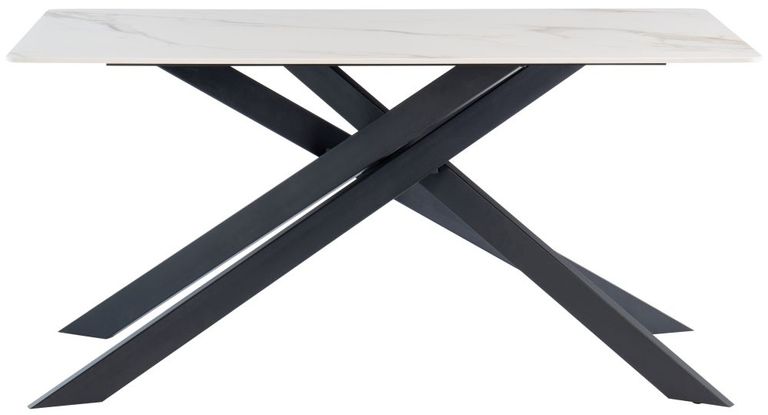 Camilla White and Kass Gold Sintered Stone 6 Seater Dining Table - 160cm