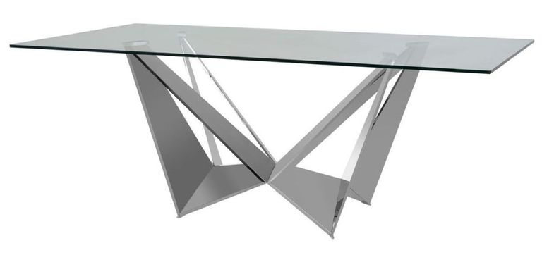 Carlox Dining Table - 8 Seater - 200cm - Glass with Chrome Base