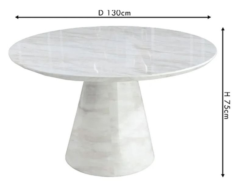 Carrera 4 Seater White Marble Round Dining Table - 130cm