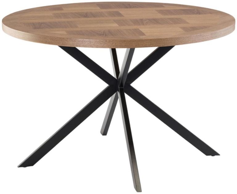Carson Oak 4 Seater Round Dining Table with Spider Legs - 120cm