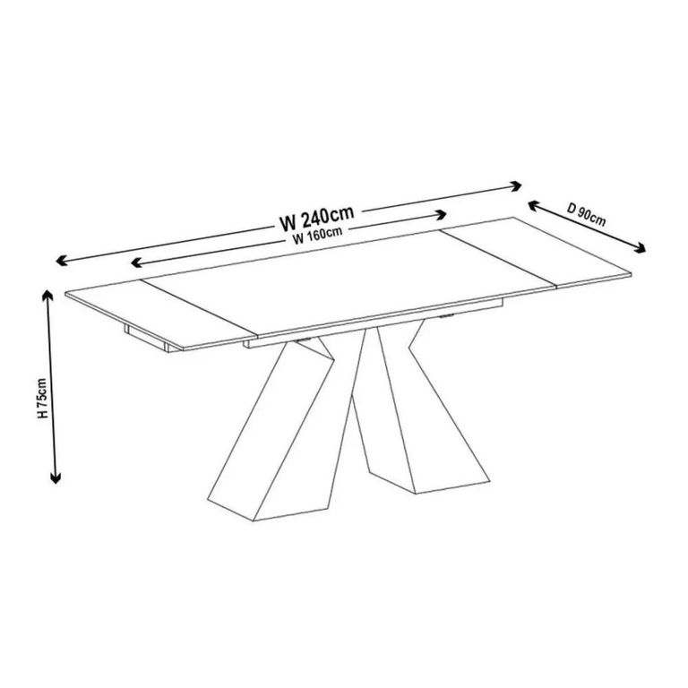 Cassino 6-8 Seater Grey Ceramic Extending Dining Table - 160cm-240cm