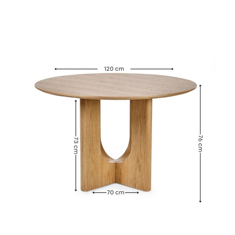 Cellini Dining Table - 4 Seater - 120cm - Round - Pedestal - Oak Effect