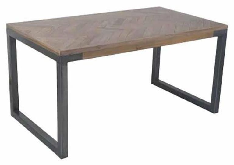 Chevron Mango Wood 4 Seater Dining Table - Brushed Gunmetal Base