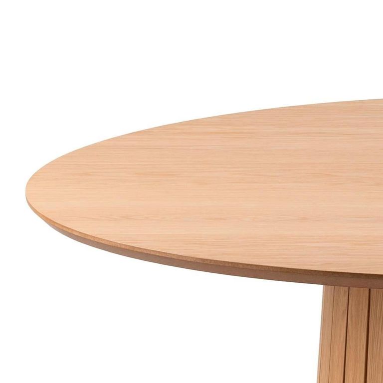 Christo Dining Table - 4 Seater - Round - Slatted Pedestal - 120cm - Oak