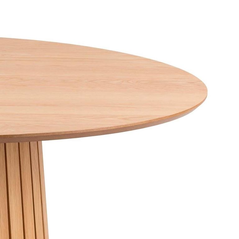 Christo Dining Table - 4 Seater - Round - Slatted Pedestal - 120cm - Oak