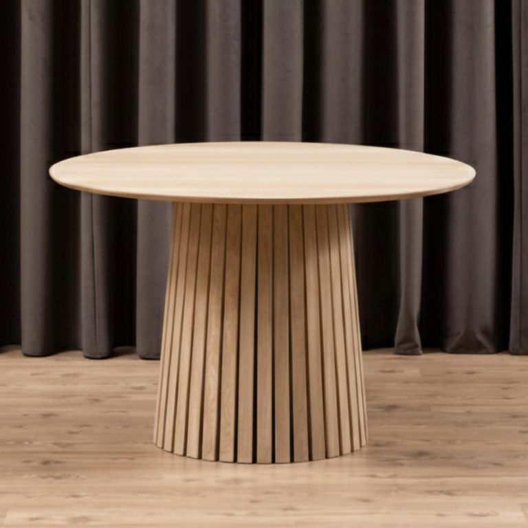 Christo Dining Table - 4 Seater - Round - Slatted Pedestal - 120cm - White Oak
