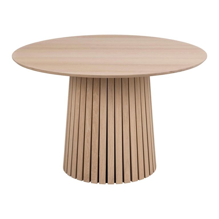 Christo Dining Table - 4 Seater - Round - Slatted Pedestal - 120cm - White Oak