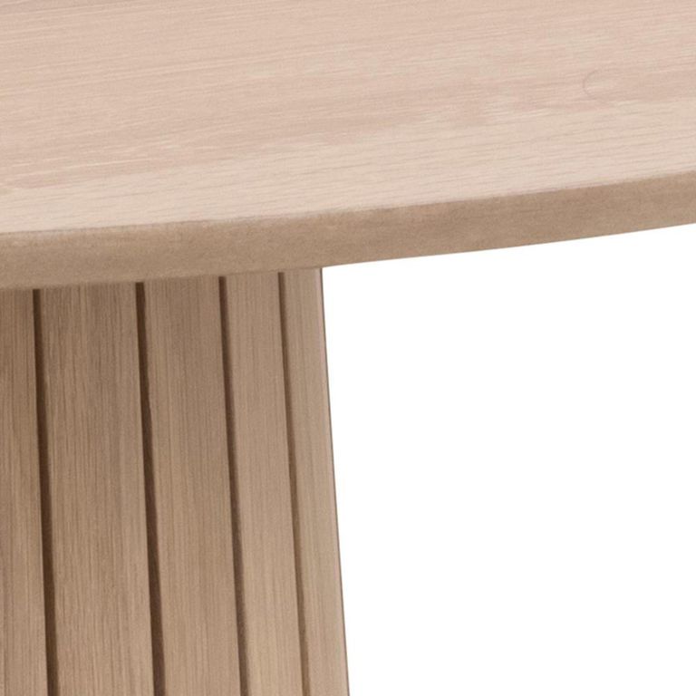 Christo Dining Table - 4 Seater - Round - Slatted Pedestal - 120cm - White Oak