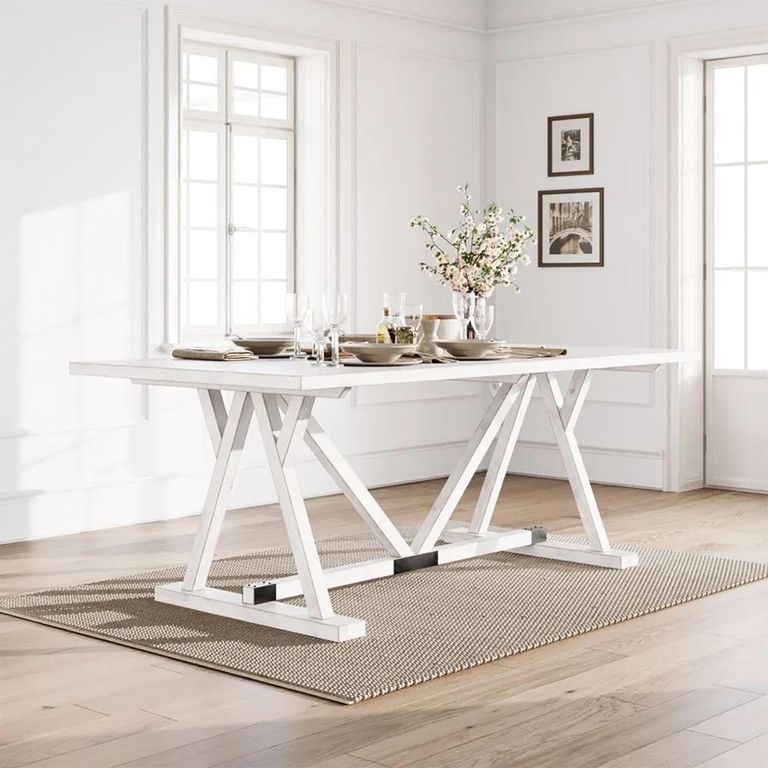 Clearance - Farmhouse White Mango Wood 8 Seater Dining Table - Brand New Item