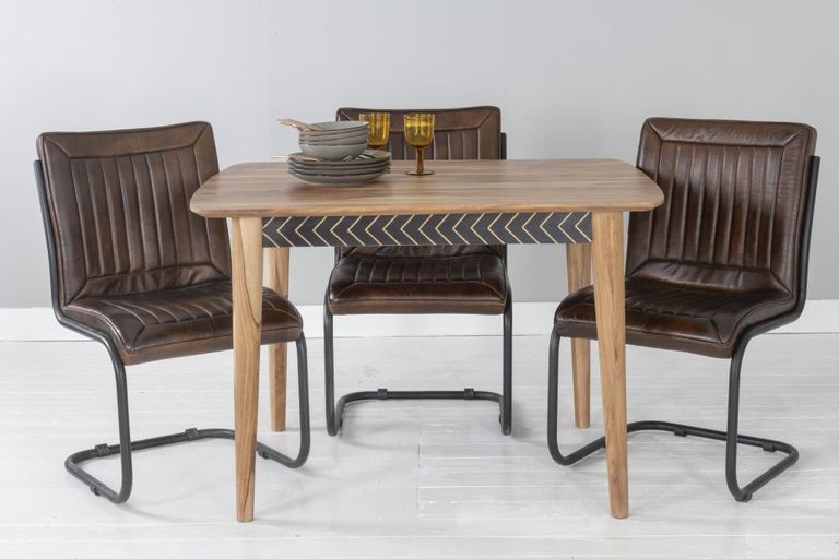 Clearance - Luxuria Sheesham Dining Table, Indian Wood, 120cm Seats 4 Diners Rectangular Top with 4 Legs - Brand New Item