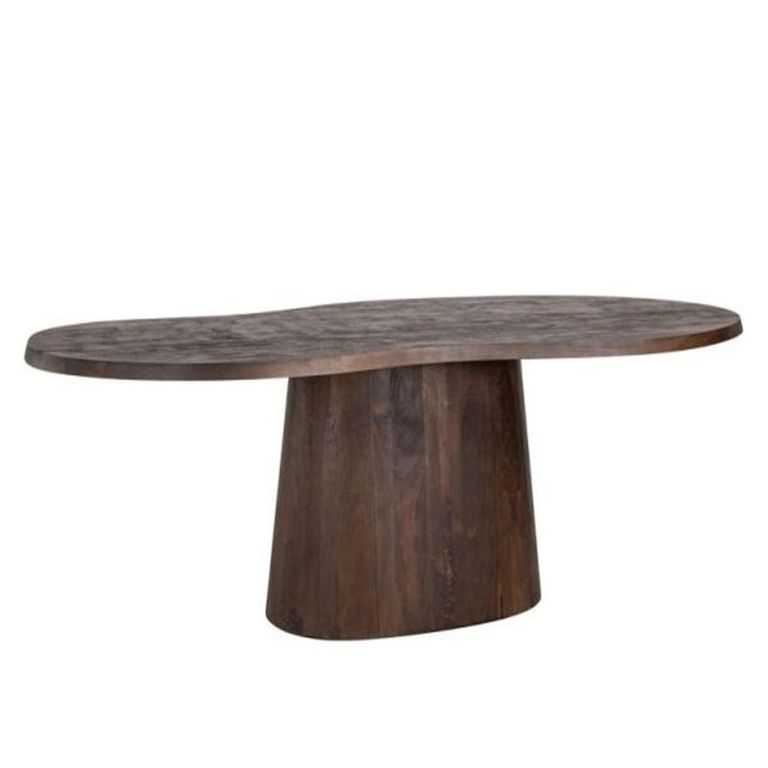 Clearance - Odile Dark Wood Abstract Shape 8 Seater Pedestal Dining Table - FSS16453