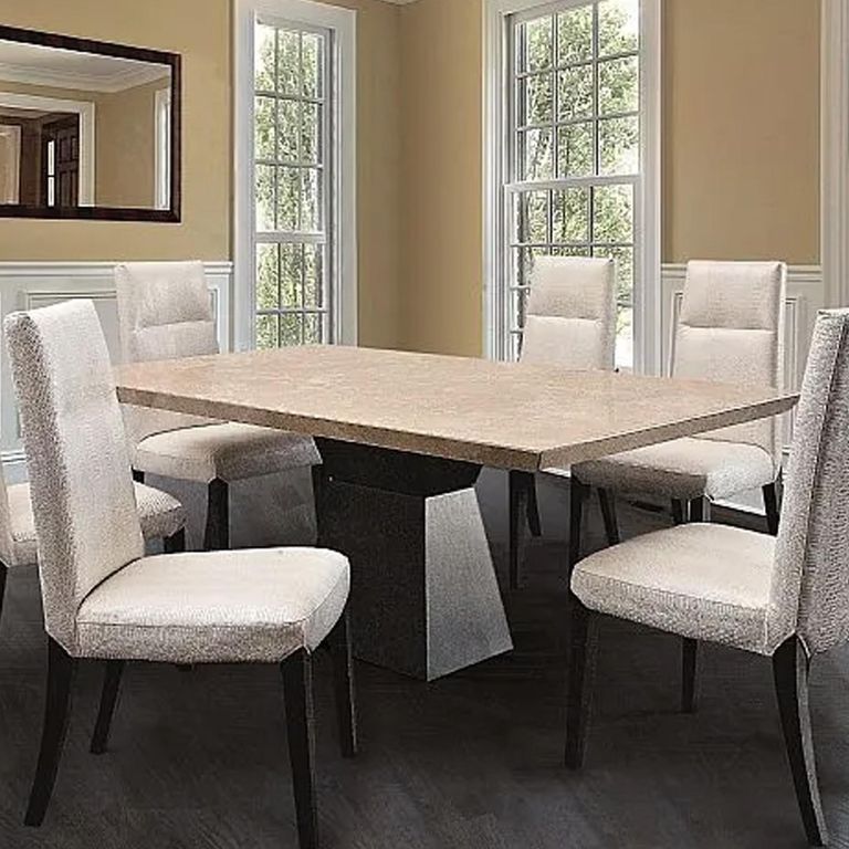 Clepsy Dining Table - Marble with Wooden Pedestal Base - Variation Available