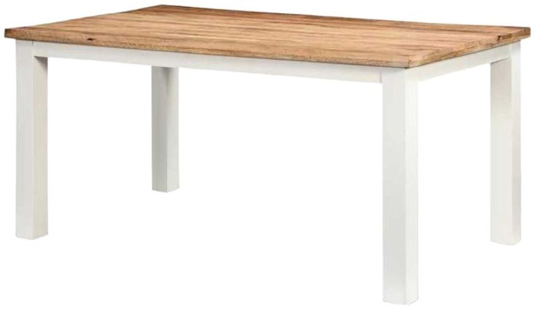 Coastal White and Wood 6 Seater Dining Table