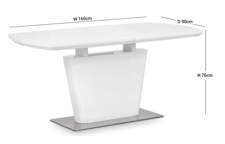 Como Extending Dining Table - 160cm-200cm - 6-8 Seater - White Gloss