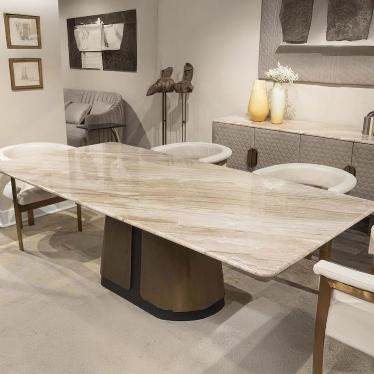Compass Dining Table - Pedestal - Marble - Variation Available