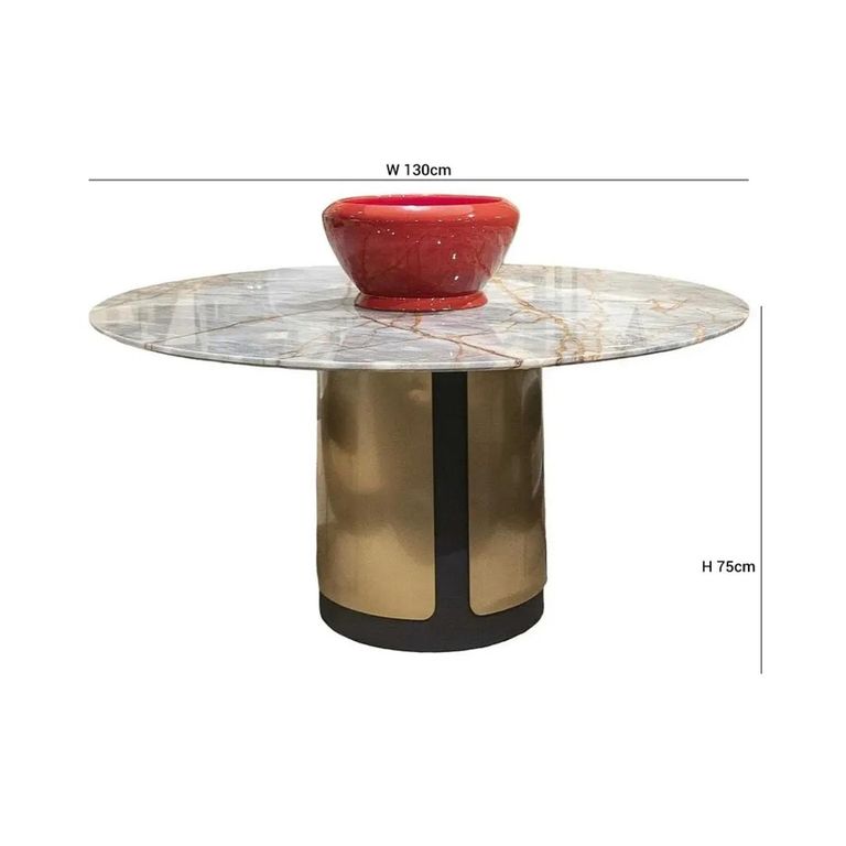 Compass Dining Table - Round Pedestal - Marble - Variation Available