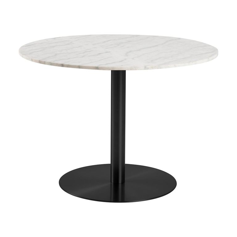 Corby Round Dining Table - 4 Seater - 105cm - White Marble Effect and Black
