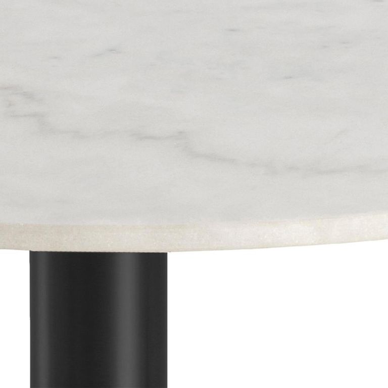 Corby Round Dining Table - 4 Seater - 105cm - White Marble Effect and Black