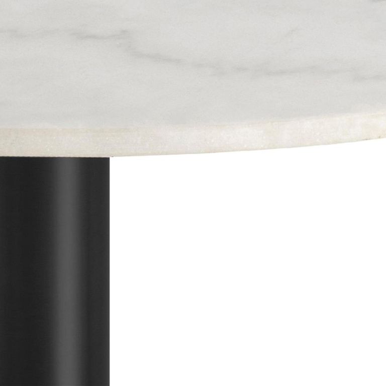 Corby Round Dining Table - 4 Seater - 105cm - White Marble Effect and Black