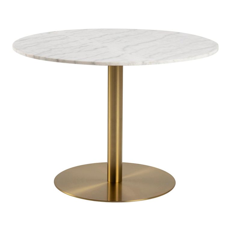Corby Round Dining Table - 4 Seater - 105cm - White Marble Effect and Gold