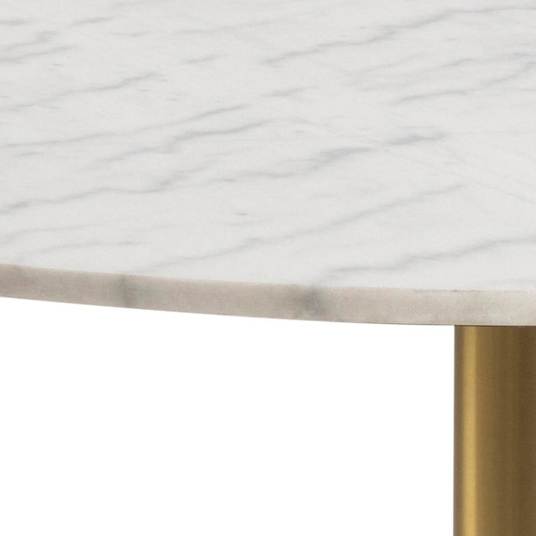Corby Round Dining Table - 4 Seater - 105cm - White Marble Effect and Gold