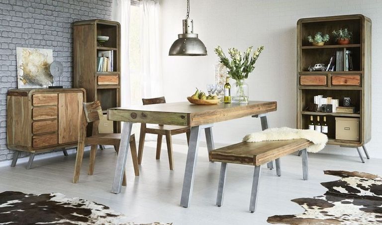 Dalhousie Industrial Acacia Wood 6 Seater Dining Table - 150cm