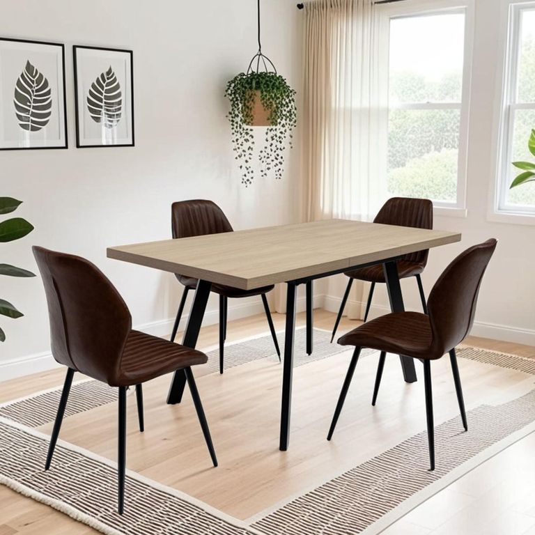 Dalton Light Oak 4-6 Seater Extending Dining Table - 120cm-160cm