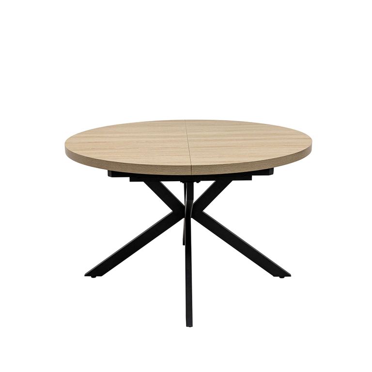 Dalton Light Oak 4-6 Seater Round Extending Dining Table with Spider Legs - 120cm-160cm