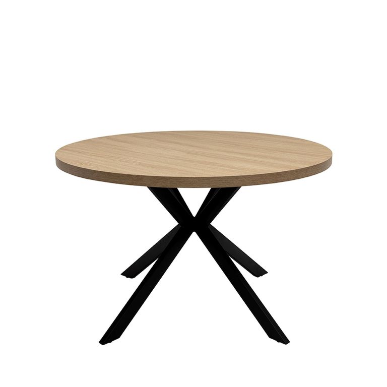Dalton Light Oak 4 Seater Round Dining Table with Spider Legs - 120cm