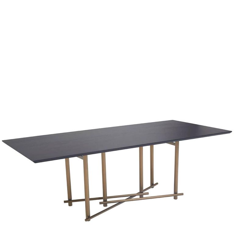 Delta Dining Table - 8 Seater - 220cm - Walnut Wood with Brushed Brass