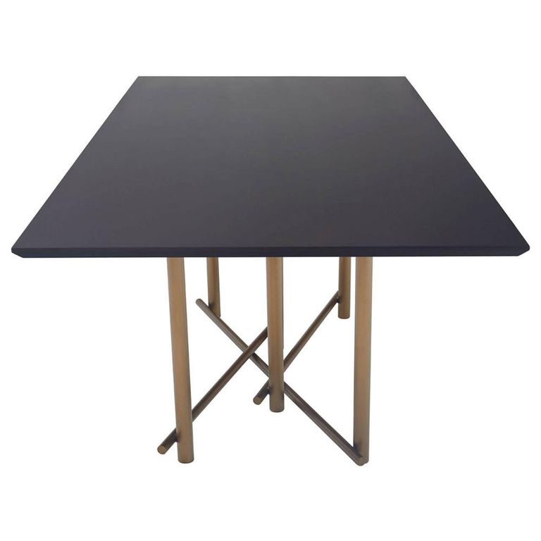 Delta Dining Table - 8 Seater - 220cm - Walnut Wood with Brushed Brass