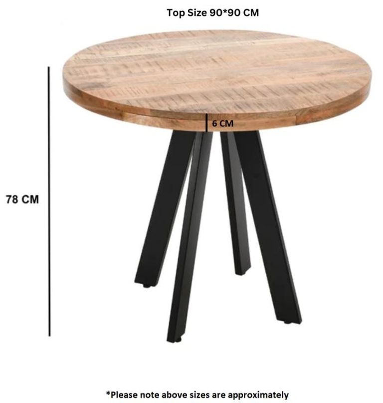 Dispur Solid Mango Wood 2 Seater Round Dining Table