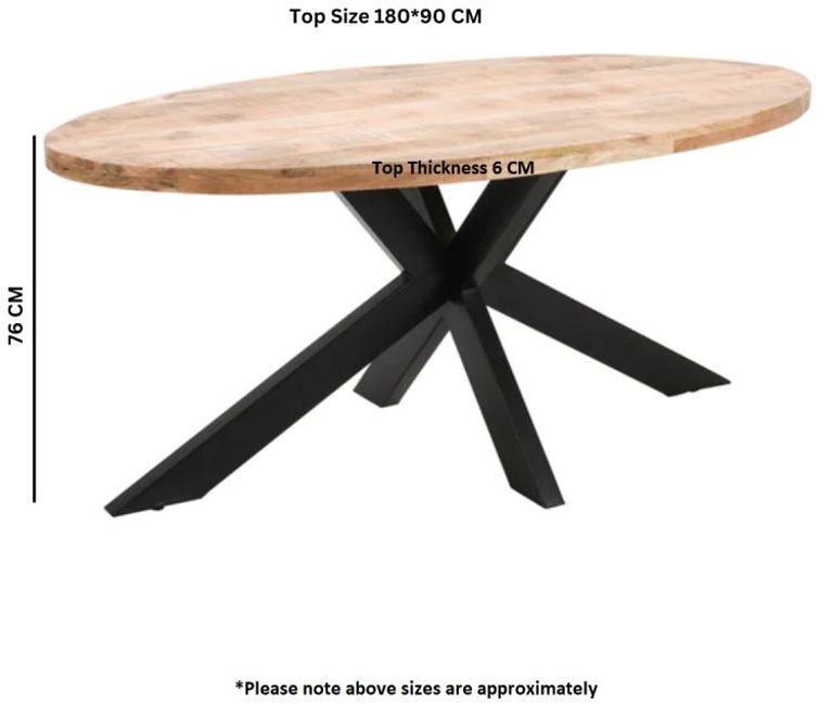 Dispur Solid Mango Wood 6 Seater Oval Dining Table