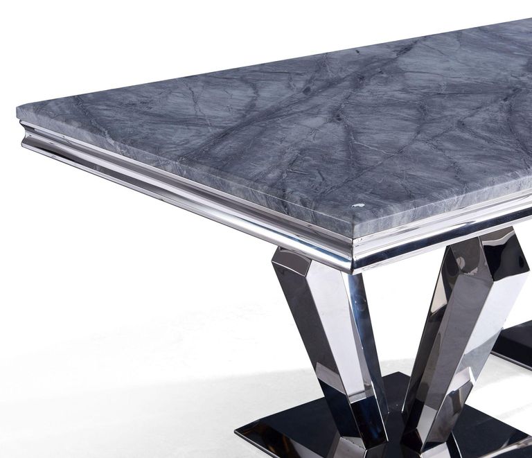 Dolce 8 Seater Grey Marble and Chrome Dining Table - Sizes Available