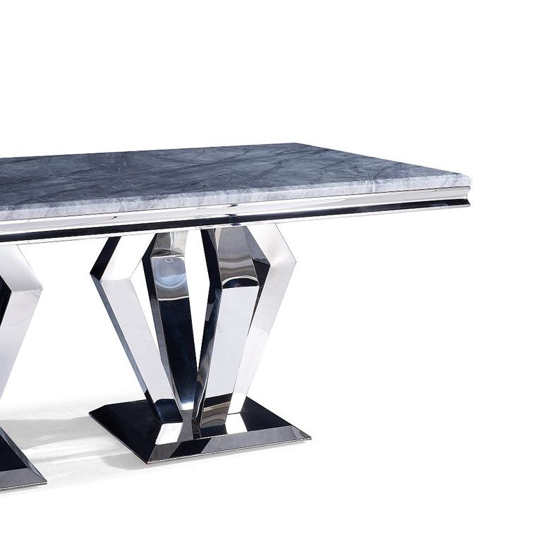 Dolce 8 Seater Grey Marble and Chrome Dining Table - Sizes Available