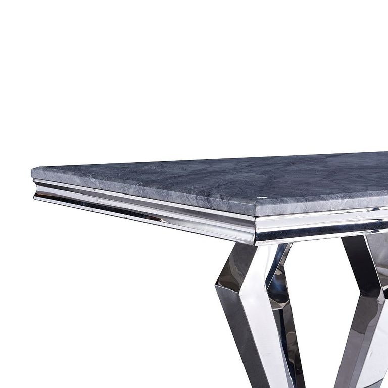 Dolce 8 Seater Grey Marble and Chrome Dining Table - Sizes Available