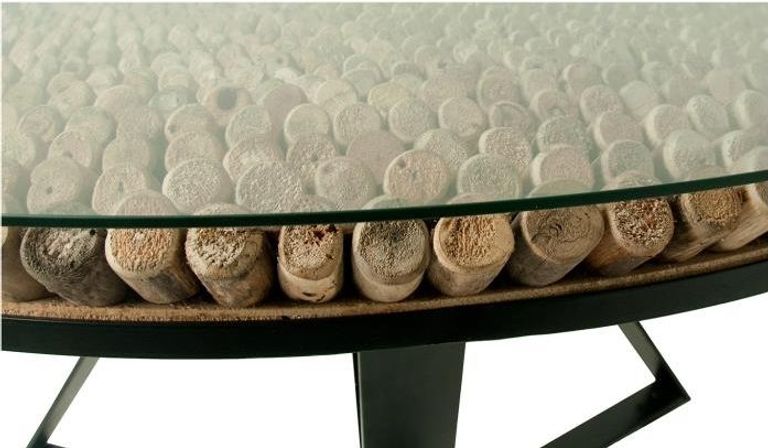 Driftwood 4 Seater Round Dining Table - Glass Top