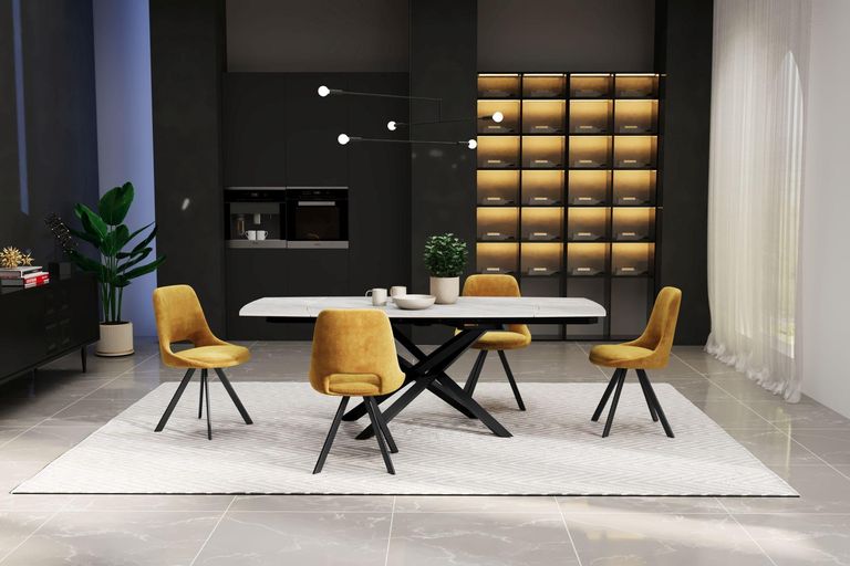 Elia Argento Grey Ceramic 4-6 Seater Extending Dining Table - 120cm-180cm