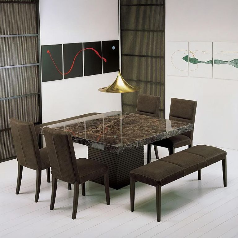 Espresso Dining Table - 6 Seater - 180cm - Pedestal - Marble - Variation Available