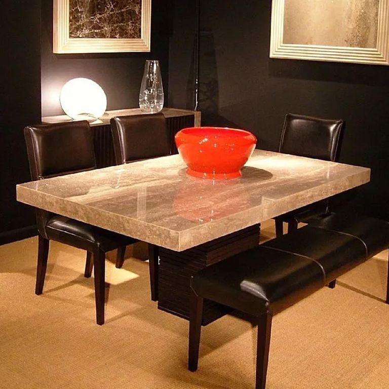 Espresso Dining Table - Marble with Pedestal Base - Variation Available