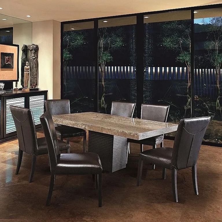 Espresso Dining Table - Marble with Pedestal Base - Variation Available