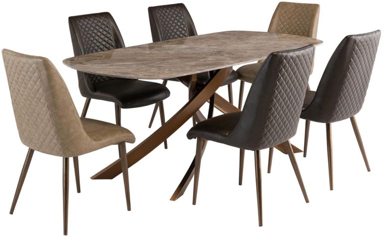Fendi Brown Sintered Stone 6 Seater Oval Dining Table - 180cm