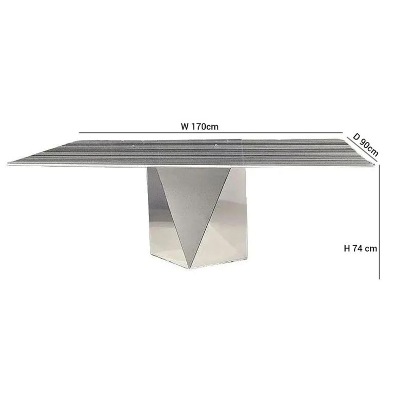 Freedom Dining Table - Beveled Edge - Marble with Stainless Steel Pedestal Base - Variation Available