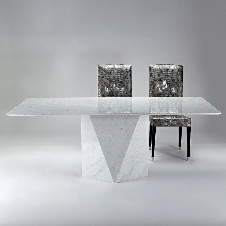 Freedom Dining Table - Marble with Steel Pedestal Base - Variation Available